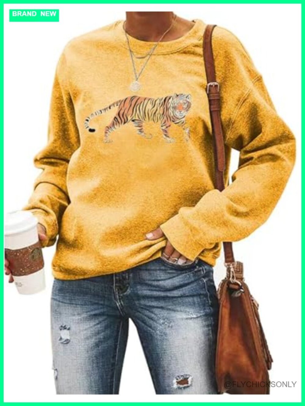 Tiger Face Graphic Crewneck Sweatshirt Long Sleeve Pullover Casual